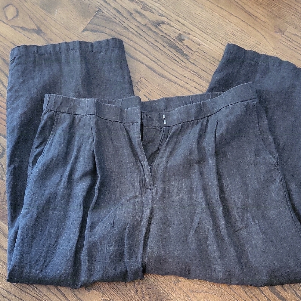 Eileen Fisher Charcoal Linen Vest and Pants Set - Picture 8 of 14